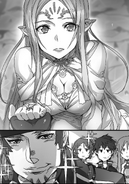 Asuna exasperated at Klein's chivalrous interaction with Freyja.