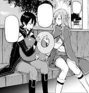 Asuna and Kirito holding uninflated swimming rings - Barcarolle manga c1