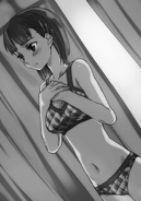 Suguha dressing into home clothes while contemplating her decision to take Kirito to Alne.