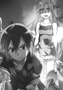 Asuna furious over Kirito's rummaging through her undergarments, materialized from her inventory.