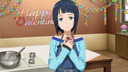 Sachi presenting chocolate to the Protagonist Valentines Event 2018 IF