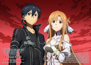 Asuna with Kirito on an illustration promoting the release of Alicization War of Underworld Episode 19 (Alicization Episode 43).