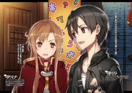 Kirito informing Asuna of the number of sudoku puzzles in Stachion's Teleport Gate plaza.