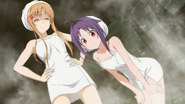 Asuna and Yuuki bathing in towels