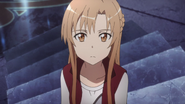 Asuna asking for Kirito's name after the first boss fight.