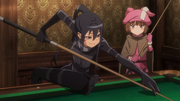 Pitohui informing LLENN about the Squad Jam AGGO E02S01