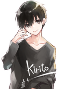 An illustration of Kirito by Nekobyou Neko, posted on April 4, 2021 after a series of announcements by the artist.