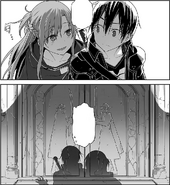 Kirito and Asuna approaching the doors to the 3rd Floor