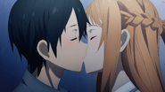 Asuna and Kazuto's kiss after their talk about going to the USA together