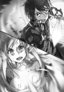 Quinella shocked at Kirito stabbing her.