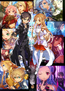 Klein with other members of the SAO cast on a key visual by abec for the Sword Art Online -Ex-Chronicle- exhibition event.