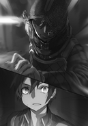 Kirito caught off-guard by Morte's unexpectedly early charge.