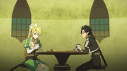 Kirito und Leafa in einem Gasthaus.