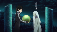 Kirito giving the pearl to Nerakk