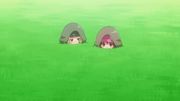 Fukaziroh and LLENN hiding in the grass to avoid being detected - AGGO S01E09