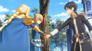 Kirito, Eugeo and Alice reaffirming their promise to always be together AL