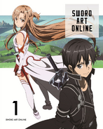 Asuna with Kirito on the cover of SAO's first Blu-Ray DVD