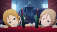 Fizel and Linel gazing at their knives after Kirito's lecture S03EP15