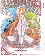 Asuna with Leafa and Sinon on the cover of Alicization War of Underworld's fifth Blu-Ray/DVD