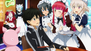 Rain Philia Strea serving Kirito and Haruyuki as Sinon and Scarlet Rain argue MT