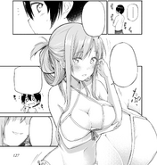 Asuna showing her swimsuit to Kirito before heading to the Yofel Castle bath - Barcarolle manga c13