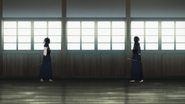 Kazuto and Suguha preparing to spar