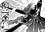 Asuna and Kirito dealing the last attack on Asterius.