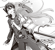 Asuna tackling Kirito out of joy at the extent of thought the boy put into their marriage - The Day Before manga