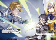 Kirito fighting against Eugeo.