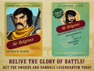 Sir Belgrave's card from the Swords and Sandals Legends trading card series.