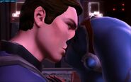 Male Sith Warrior and Vette kiss