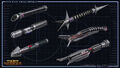 Concept art by BioWare, the Sith Warriors' preferred lightsaber hilts