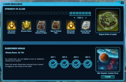Login rewards window