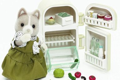 3 Sylvanian Families Sets - Kitchen Cupboard, Washing Machine &  Refrigerator