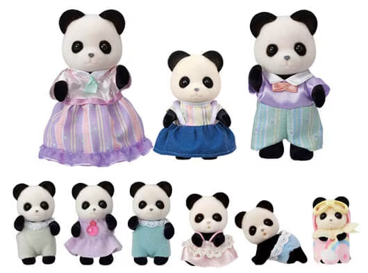 Bamboo Panda Family  Calico critters families, Sylvanian families, Panda  family