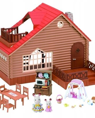 sylvanian treehouse and log cabin