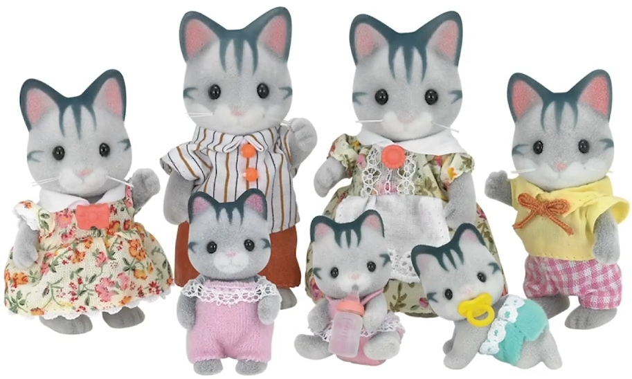 Sylvanian families grey sales cat family