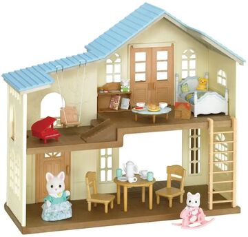 Sylvanian families house blue roof best sale