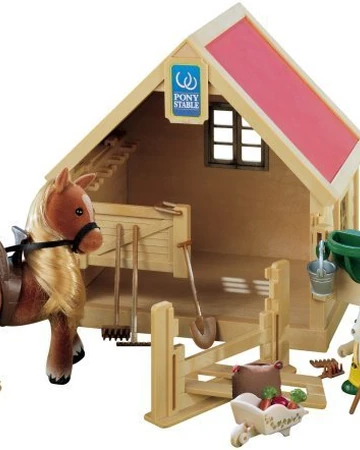 sylvanian families stable and pony set
