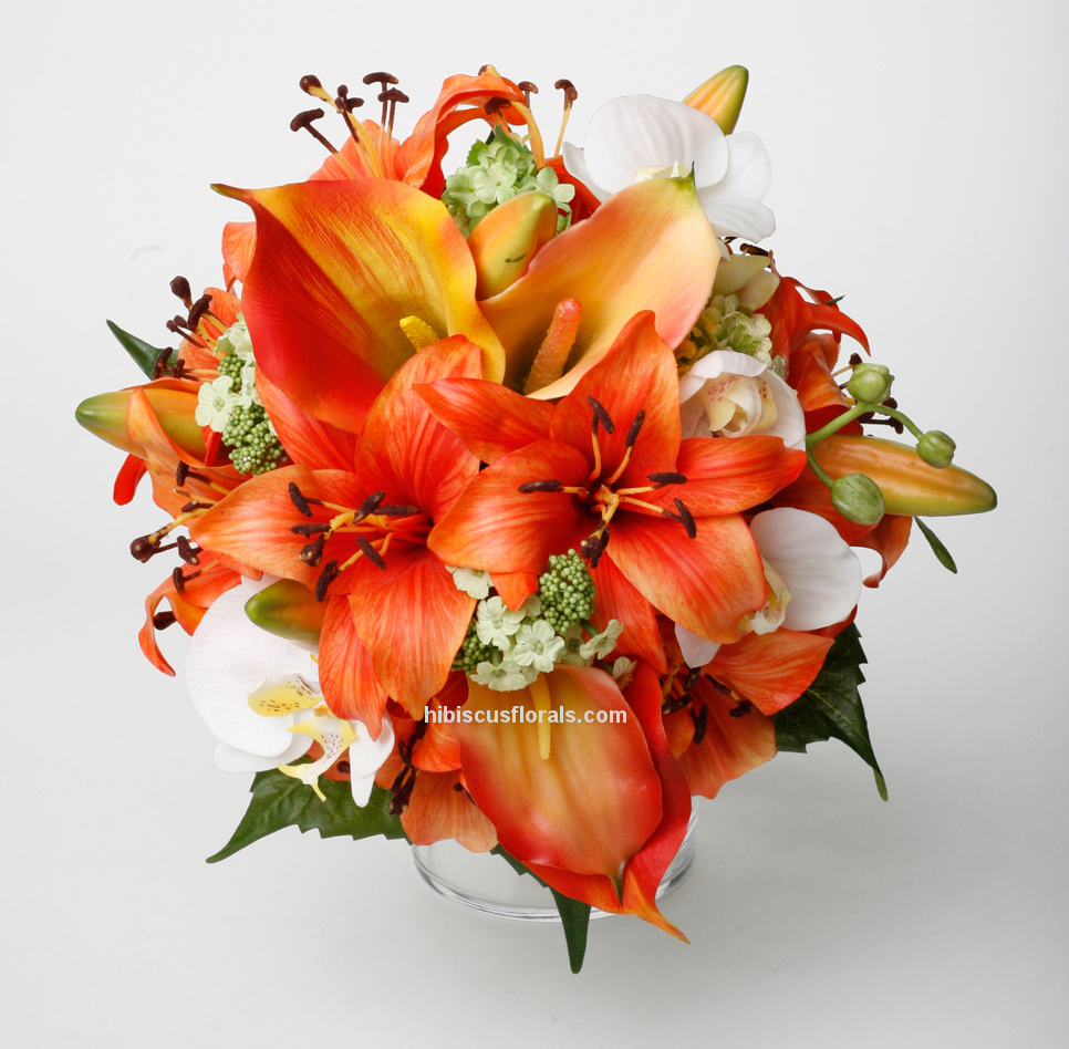 White Daisy, Rose and Tiger Lily Bouquet