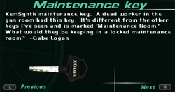 SFDM Maintenance Key Screen