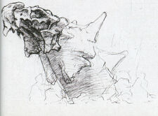 Sketch of the head from the same earlier design of the 10th colossus.