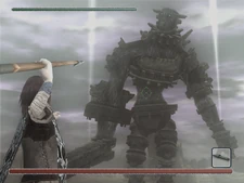 Wander aiming the Harpoon of Thunder. Note the green, differently-shaped reticle.