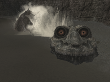 The 10th colossus in the E3 Demo. Note that it didn't have mandibles and its body came out more often from the sand.