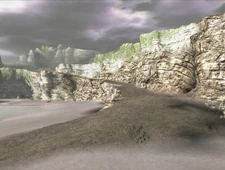 Ramp to the beach, much smaller than in the final version.