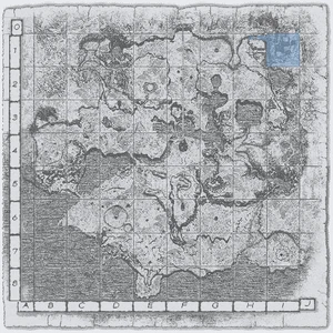 The location of Evis' arena in a mockup version of the early map.