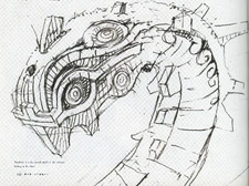 Second sketch for an early design of a colossus that lurks in the water.