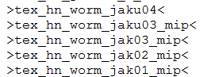 Removed textures from Worm's texture segment. "Jaku" weakpoints are mostly used for arrows.
