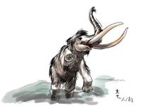 First sketch of the boss design for a mammoth colossus by Kazuhiro Numata, before the look of the colossi become more developed.