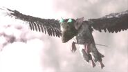 Trico flying, prior to being struck.